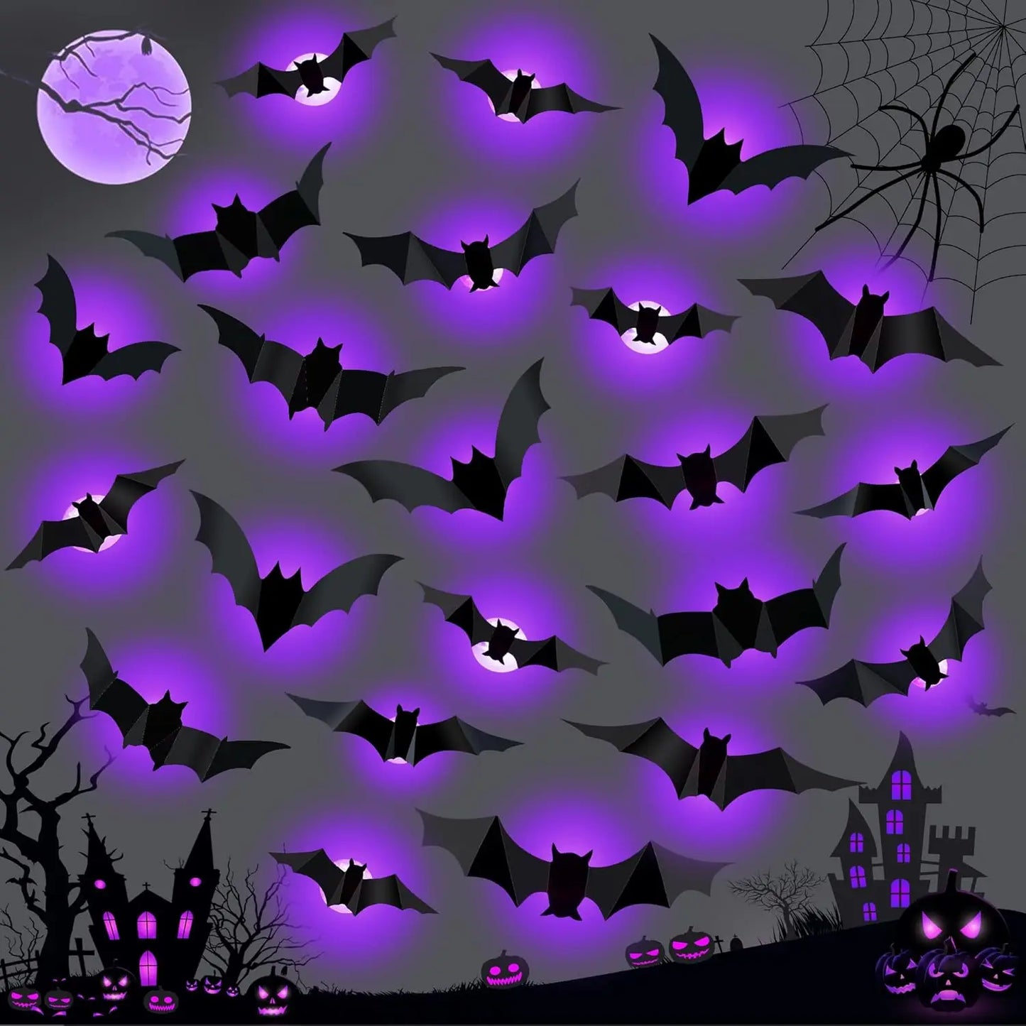 🦇 CreepyGlow™ 3D LED Bat Wall Lights