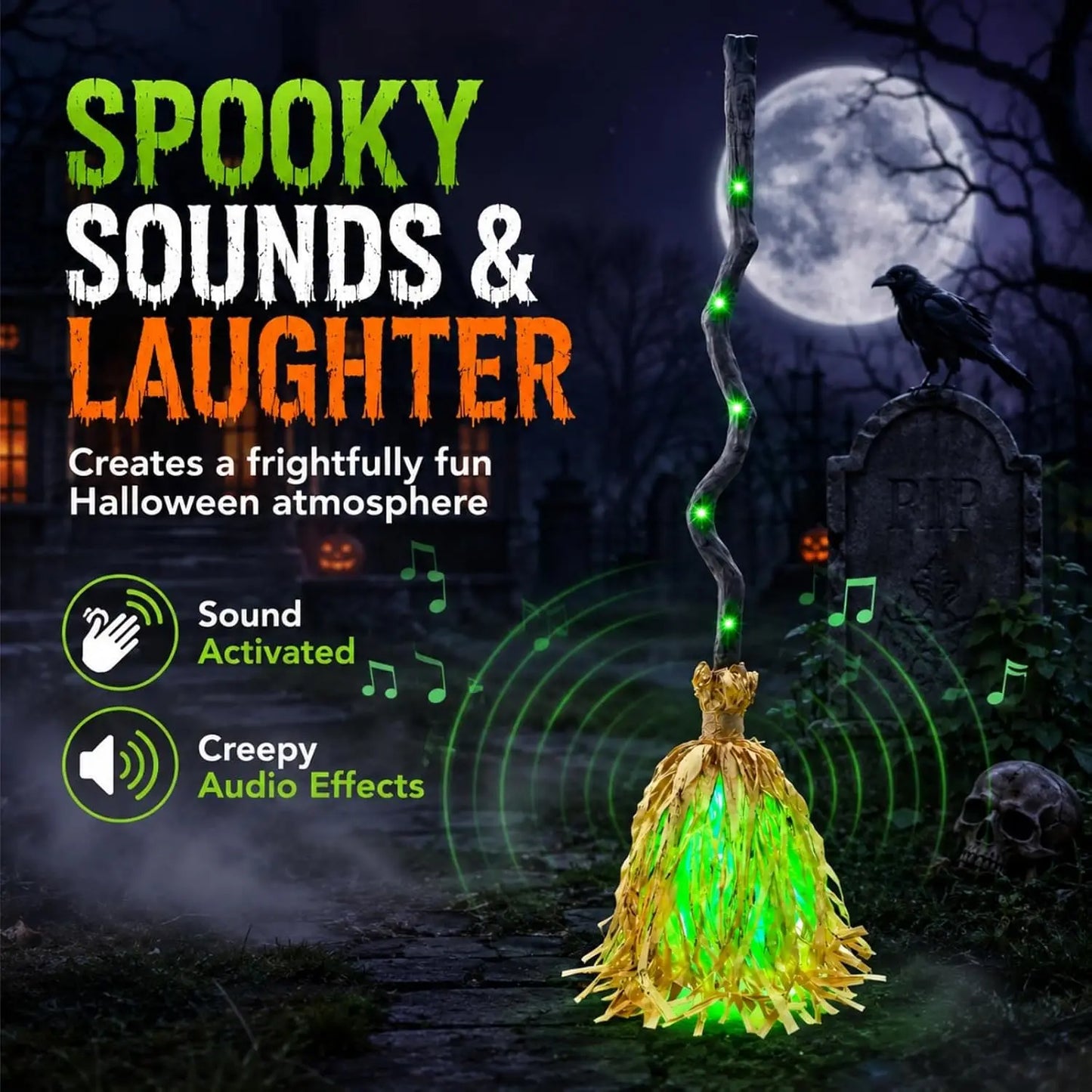 Haunted Self-Jumping Witch Broom